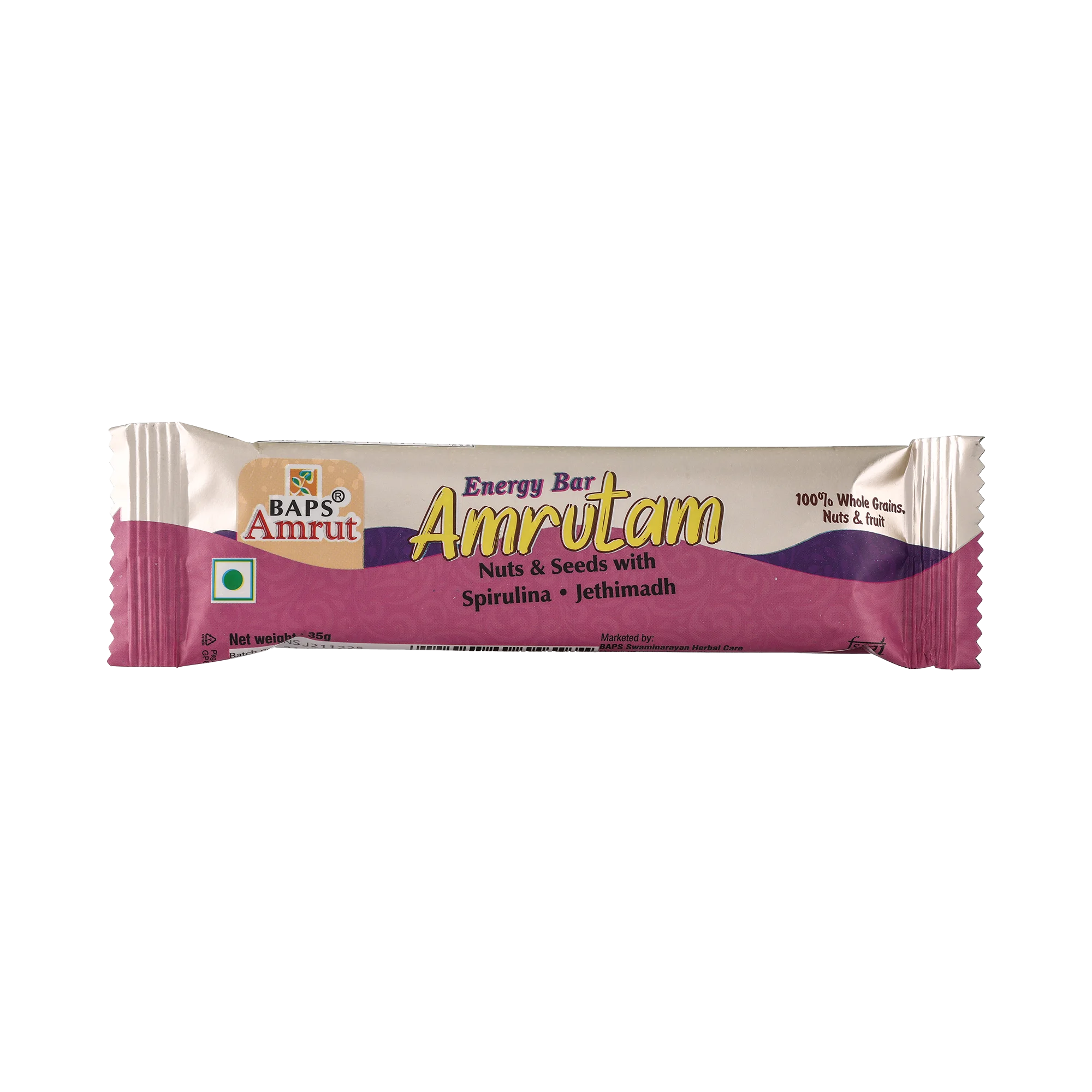Amrutam Energy Bar- Nuts & Seeds with Spirulina & Jethimadh