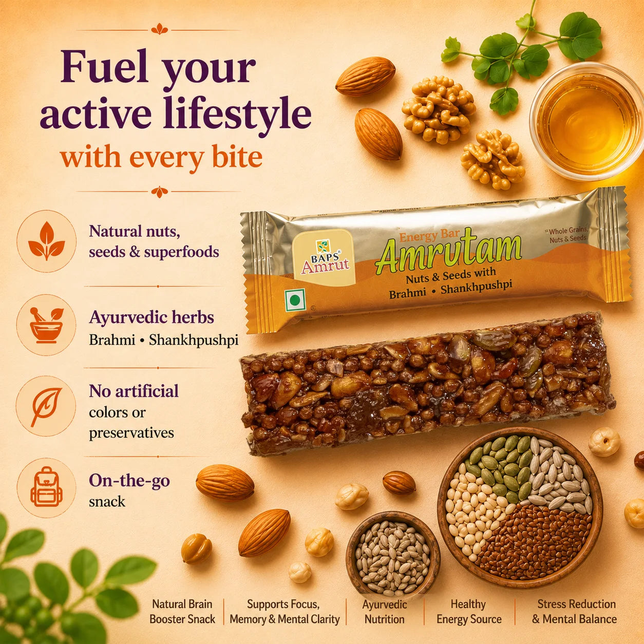 Amrutam Energy Bar (Brahmi & Shankhpushpi)