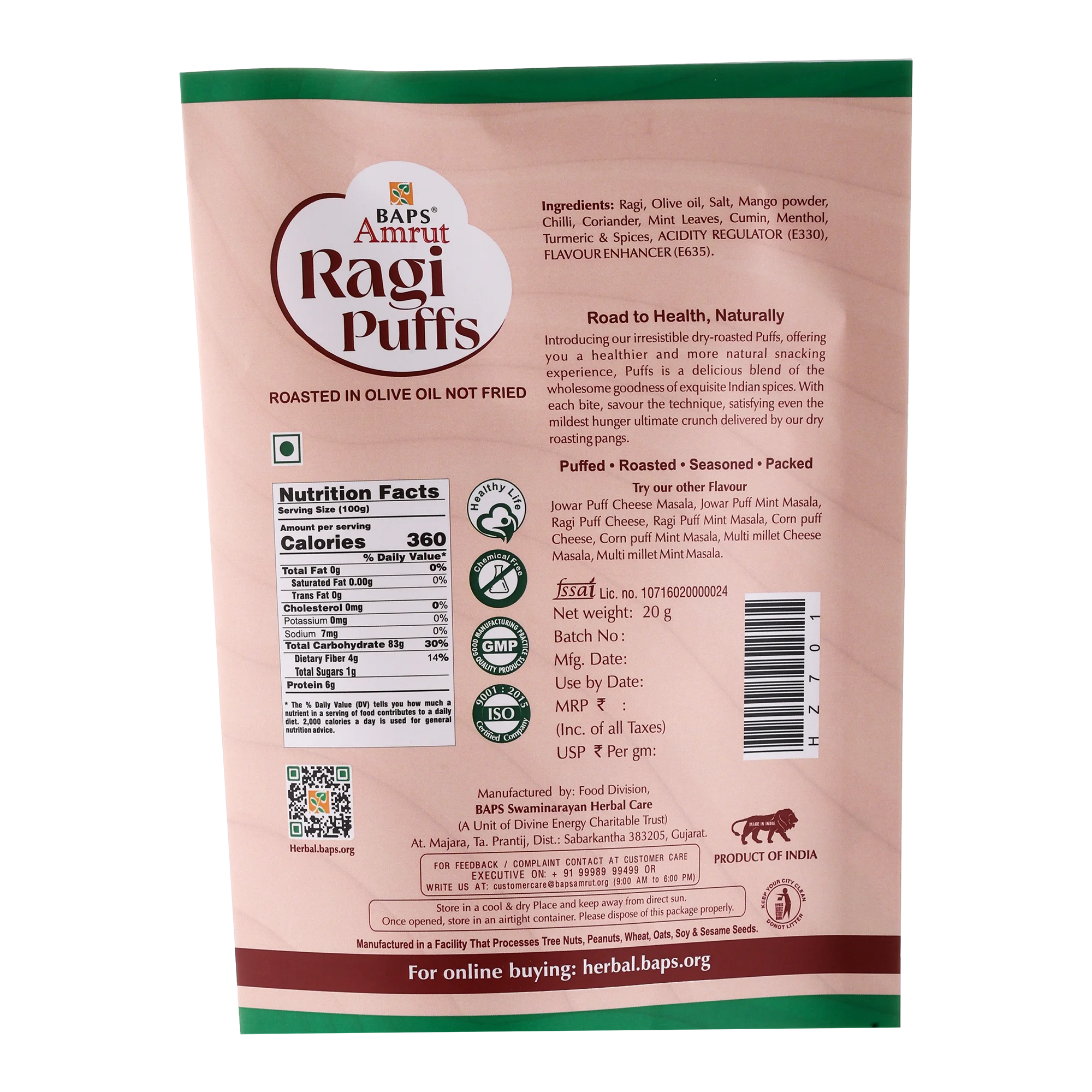 Ragi Puff (Mint Masala)